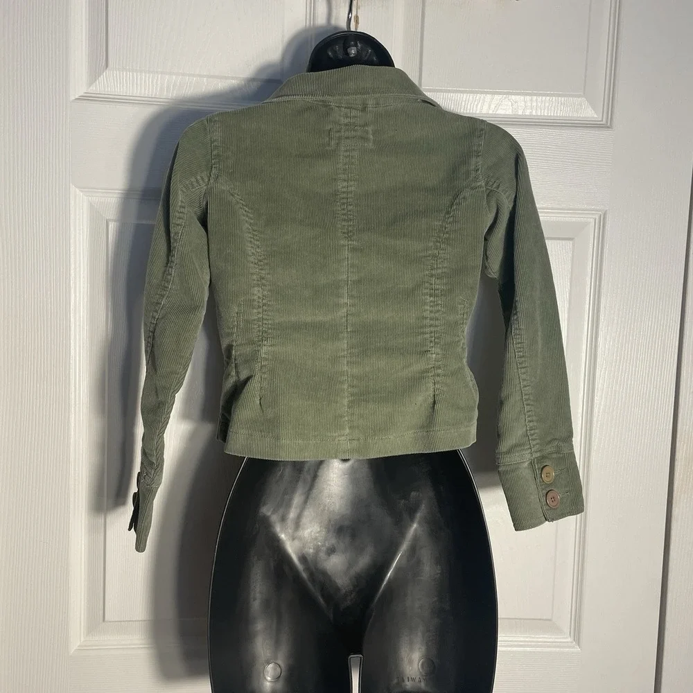 Vintage Z Cavaricci Corduroy Jacket Women S Green Cropped Y2K One Button Pockets